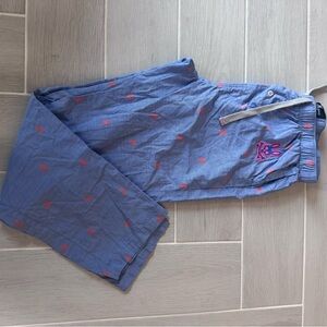 Blue Lounge Pants with Pink Psycho Bunny logo